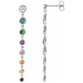 Bezel Multi-Gemstone & Diamond Rainbow Drop Earrings