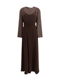 P.A.R.O.S.H. Layered Long Belted Dress — Brown