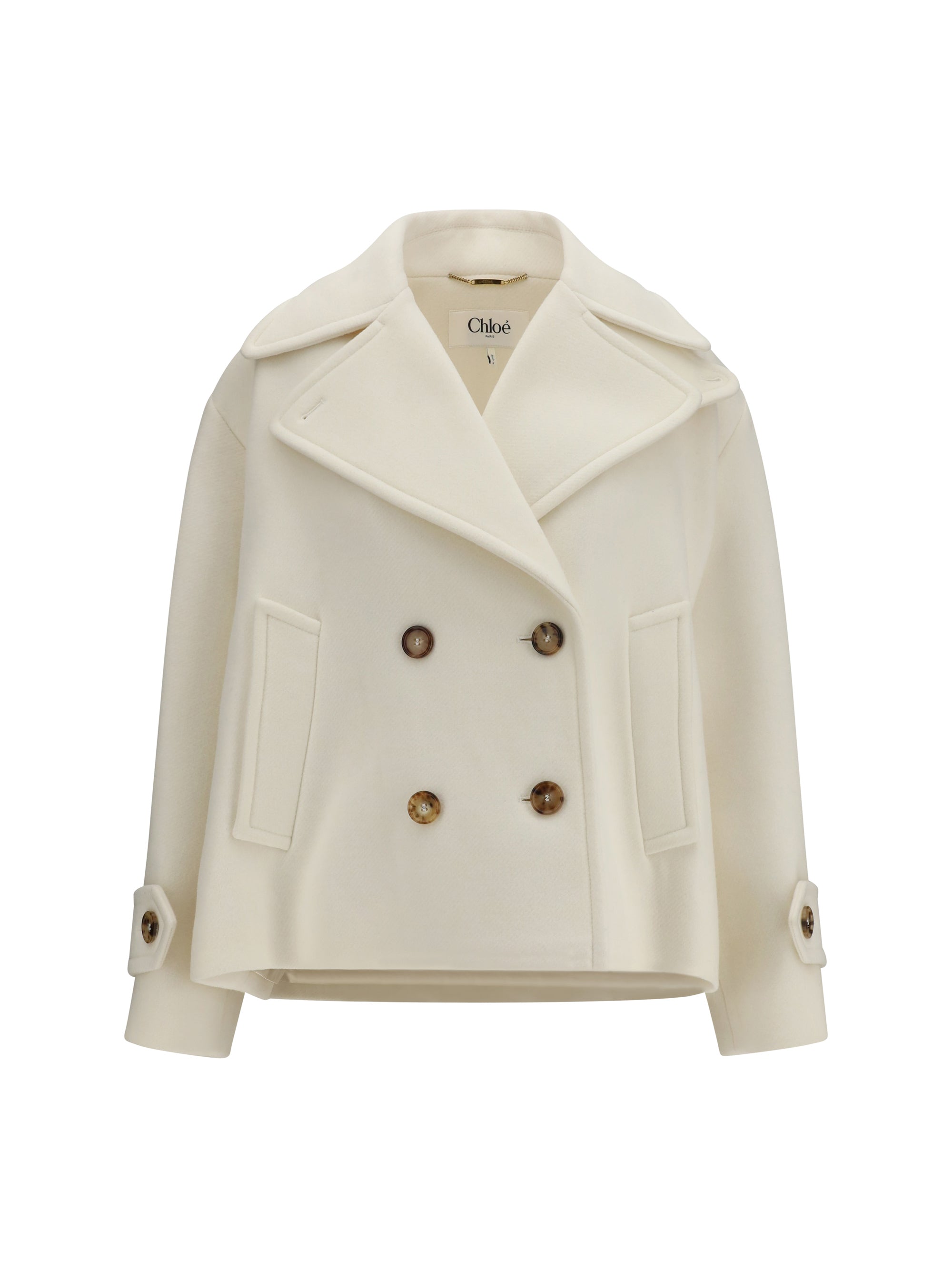 Chloé Double-Breasted Wool Coat — White