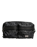 Men's Black Gray Leopard Dg Logo Belt Waist Fanny Pack Bag And Nylon Calf Leather Pp Pc