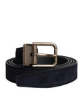 Men's Black Goat Leather Metal Buckle Classic Belt