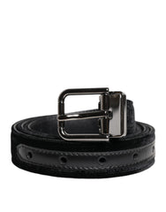 Men's Black Leather Metal Buckle Classic Belt
