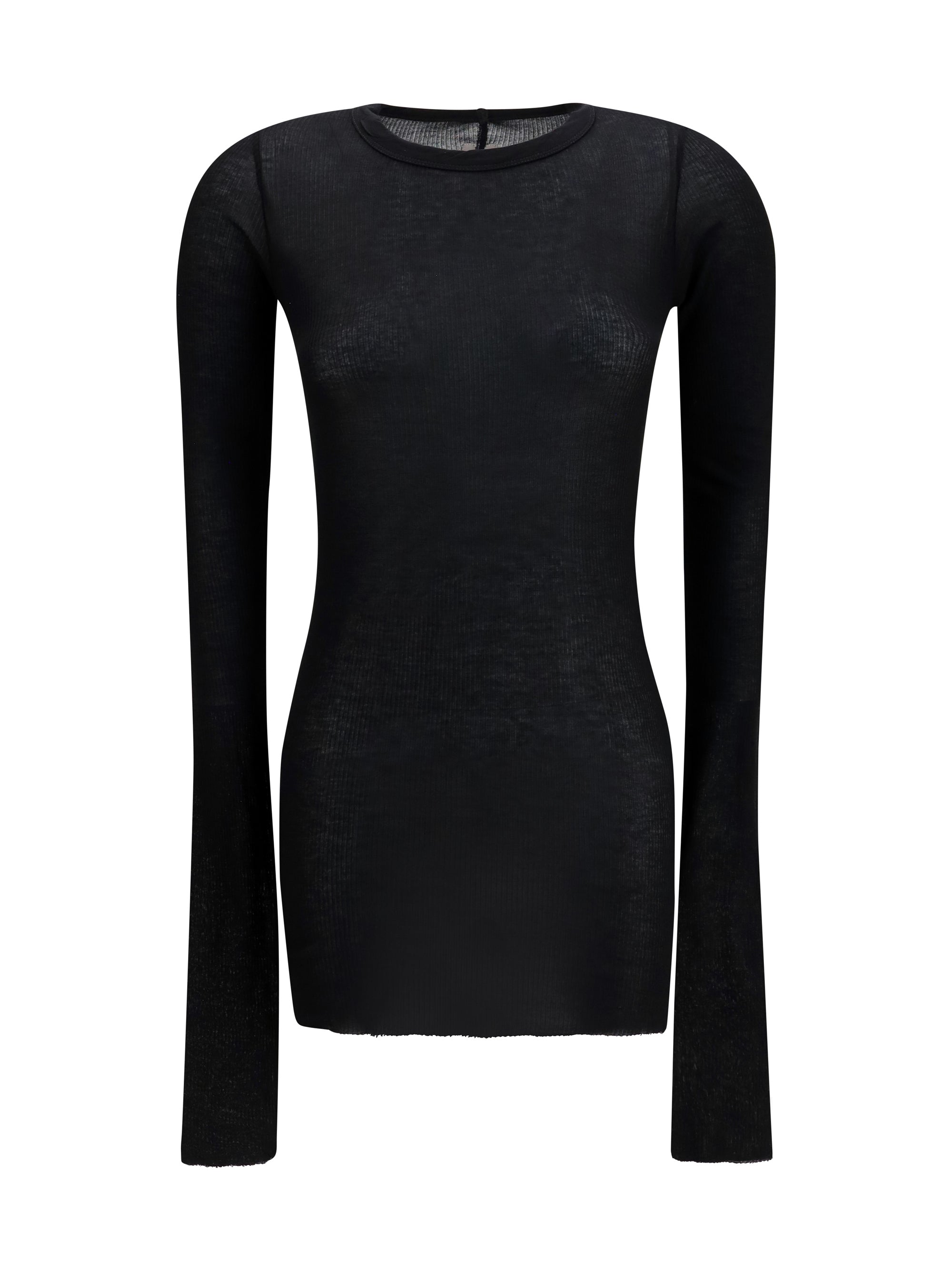 Rick Owens Ribbed Viscose-Silk Knit Sweater — Black