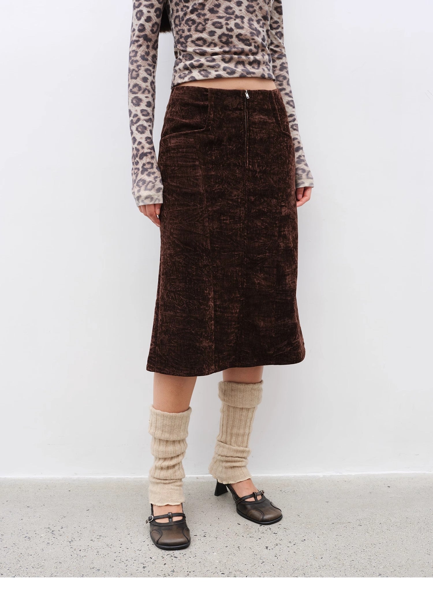 Autumn Slumber Unique Stylish Double-Sided Sherpa Textured Versatile Slimming Skirt