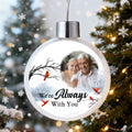 Ornamento personalizado de la bola de Navidad del diseño de la nieve del cardenal de la foto con el texto Decoración casera del árbol Regalo conmemorativo de la simpatía para la familia