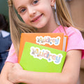 Personalizado lindo globo de dibujos animados de animales estrellas pegatinas con nombre de vuelta a la escuela regalo de cumpleaños para niños niñas