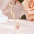 Personalizada Corazón Birthstone Collar Colgante con Nombre Dainty Joyería Cumpleaños Aniversario Regalo para Mujeres Niñas