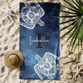 Toalla de playa personalizada de secado rápido con tortuga y nombre regalo de cumpleaños esencial para verano en la playa para familia y amigos