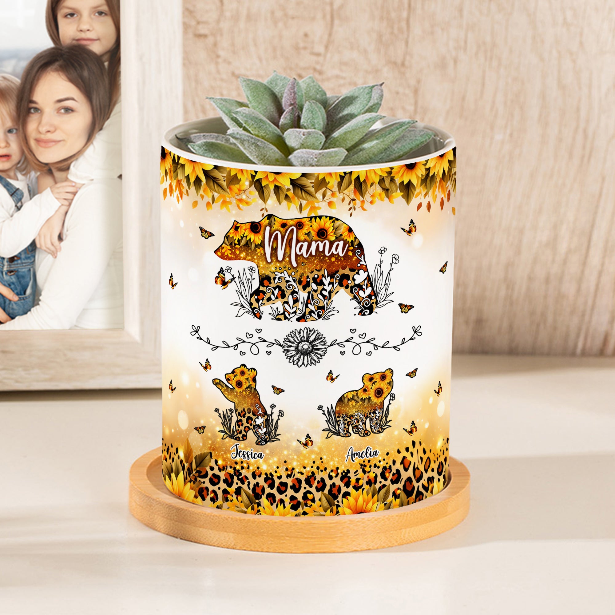 Maceta de cerámica personalizada con nombres Día de la Madre Regalo de cumpleaños para mamá