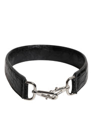 Women's Black Alligator Leather Bag Shoulder Strap