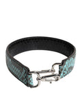 Women's Black Blue Exotic Leather Bag Shoulder Strap And Python