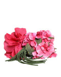 Women's Multicolor Floral Applique Detail Tie Belt Black Nylon