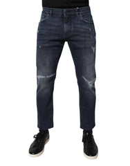Blue Cotton Stretch Skinny Men Denim Jeans Elastane Clothing