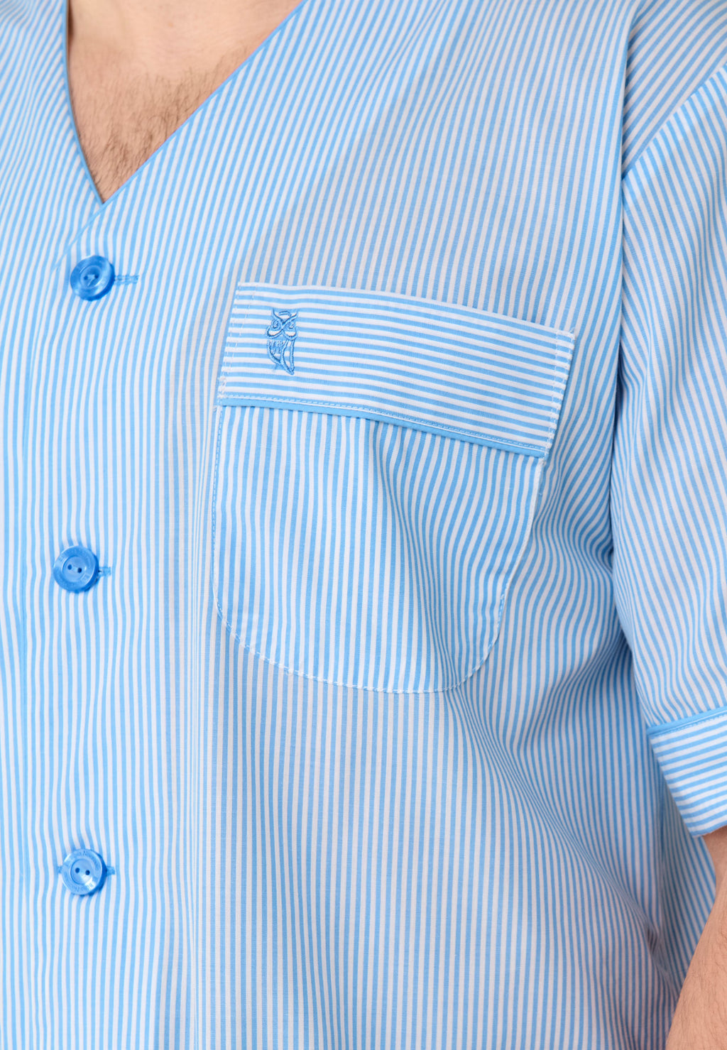 Pijama Hombre Verano Corto/Largo Popelín Rayas - Azul 6912_30