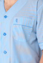 Pijama Hombre Verano Corto/Largo Popelín Rayas - Azul 6912_30
