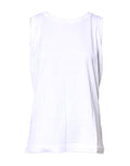 Women's White Cotton Sleeveless Crew Neck T-Shirt