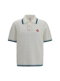 Casablanca Bouclé Knit Polo — White
