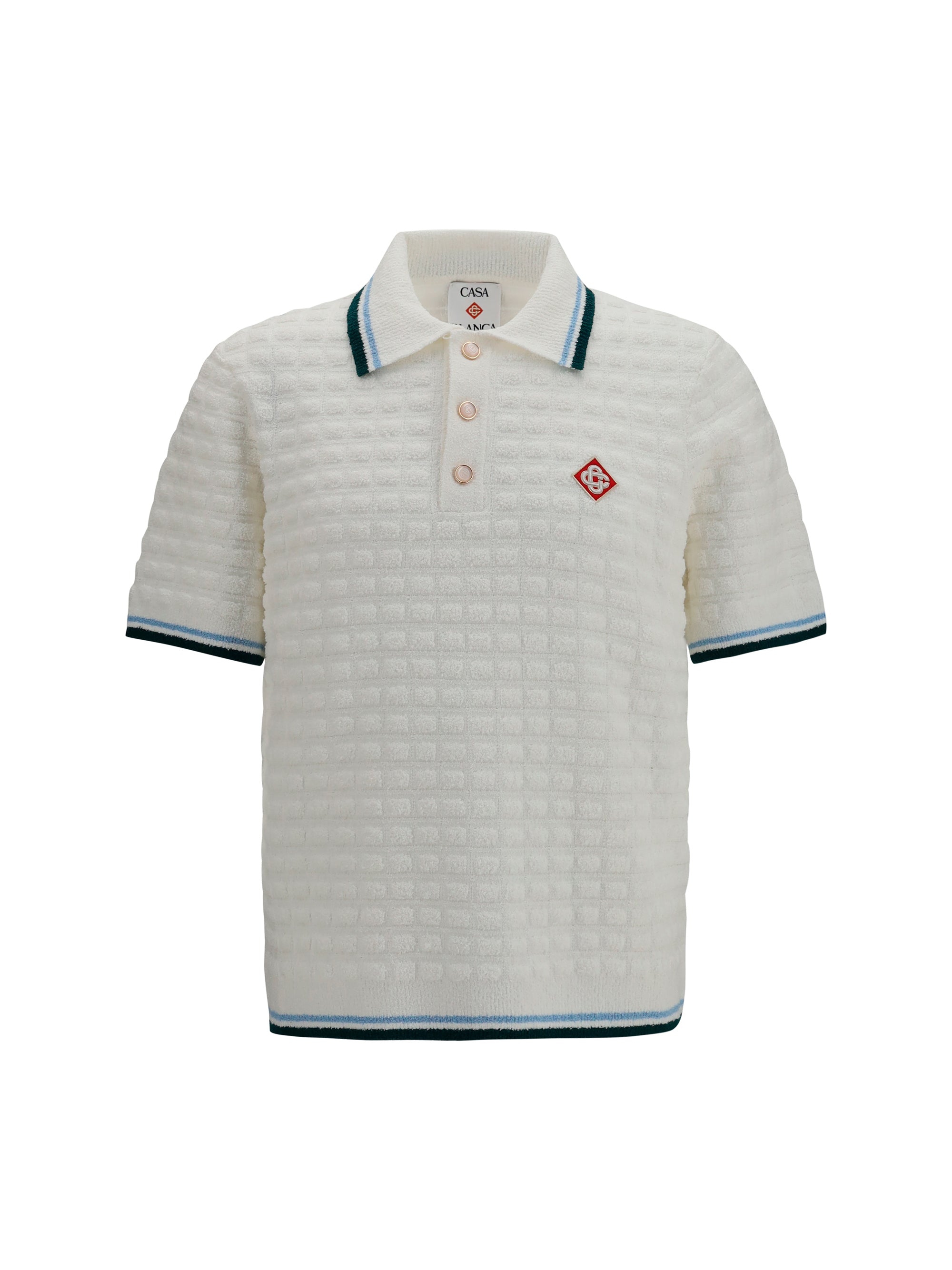 Casablanca Bouclé Knit Polo — White