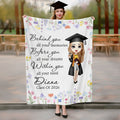 Personalizado floral de dibujos animados de Graduación Chica suave manta con el nombre y el año Clase de 2026 Decoración del Hogar Graduación Cumpleaños Regalo para Graduados