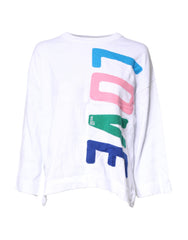 Women's White Graphic Print Cotton Long Sleeves T-Shirt