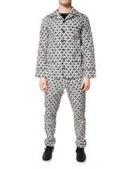 Men's Black White Dg Print Cotton Pajama Set Sleepwear And Clothing