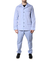 Light Blue Dg Logo Cotton Men Pajama Set Sleepwear Clothing