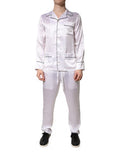 White Satin Silk Men Pajama Set Sleepwear Clothing