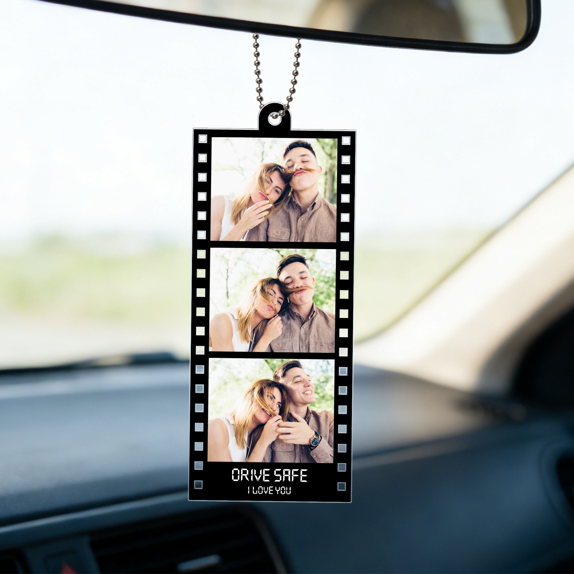 Personalizado 1-3 Fotos de película Acrílico Adorno de coche con nombre Cumpleaños Día de San Valentín Aniversario Regalo para Pareja