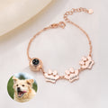 Personalizada Paw Print Design Foto Pulsera de Proyección con 1-5 Nombres Dainty Joyería Pet's Day Birthday Gift for Women Pet Lovers Owners