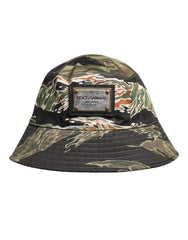 Men's Multicolor Dg Plaque Wide Brim Bucket Hat Brown Cotton Elastane