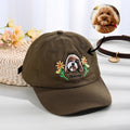 Personalizada Bordado Flor Retrato de Mascota Foto 100% Algodón Ajustable Gorra de Béisbol con Nombre Pet Party Birthday Gift for Dog Mom Pet Owner