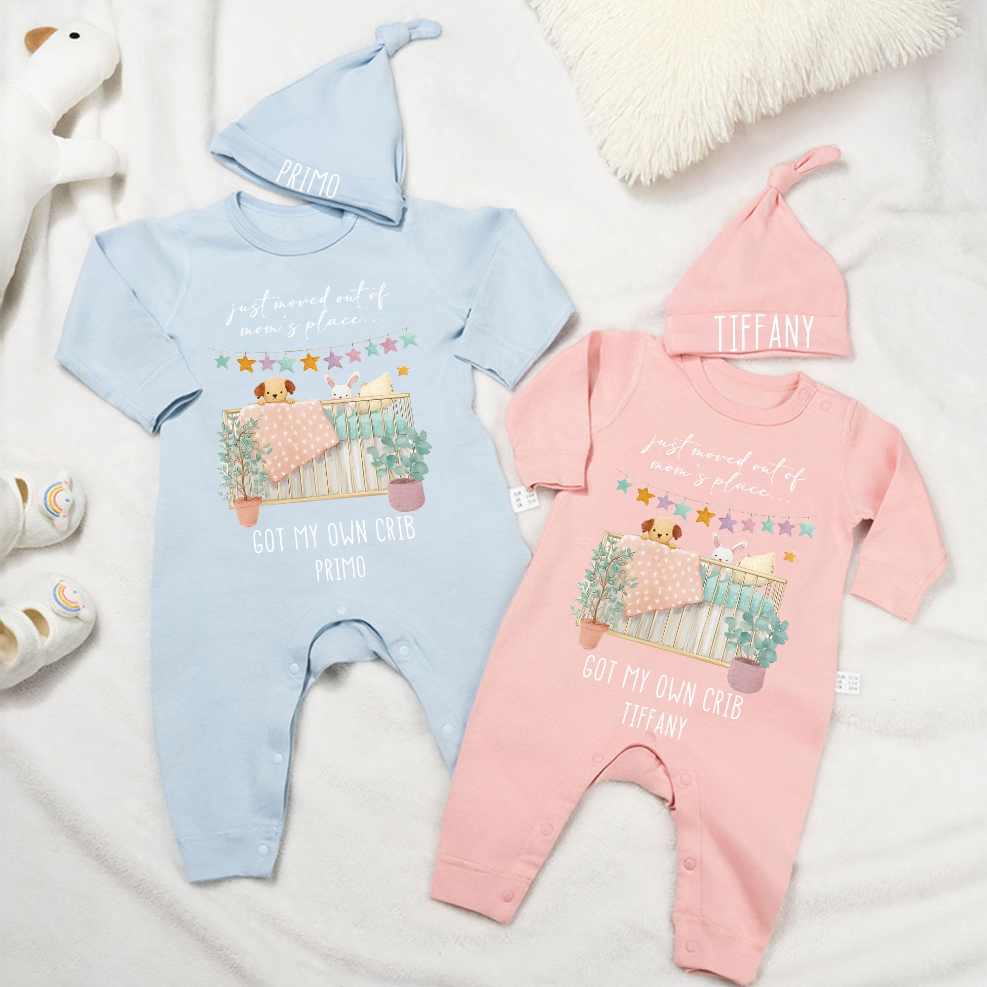 Conjunto personalizado de pelele y gorro de bebé de algodón 100% estilo acuarela con nombre Regalo de Baby Shower para recién nacidos Padres primerizos