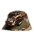 Men's Multicolor Leopard Embellish Wide Brim Bucket Hat Cotton Elastane