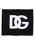 Men's Black White Logo Print Knitted Neck Warmer Scarf And Virgin Wool Nylon Elastane