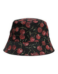 Men's Black Cotton Printed Wide Brim Bucket Hat