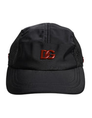 Men's Black Nylon Dg Logo 6 Panels Baseball Cap Polyester Elastane Accessory