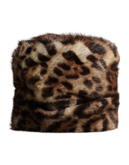Brown Leopard Faux Fur Women Bucket Hat Gray Marmot