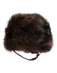 Brown Fur Women Bucket Hat Racoon Caiman