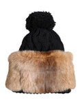 Women's Fur-Trimmed Virgin Wool Winter Hat Black