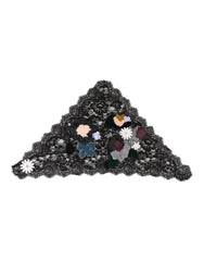 Women's Black Lace Floral Applique Cotton Veil Hat Nylon