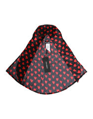 Women's Black Red Hearts Polyester Hat And