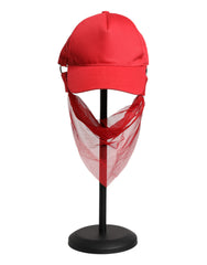 Red Cotton 6 Panels Women Baseball Cap Accessory