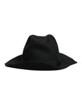 Women's Black Wide Brim Trilby Fedora Hat