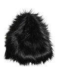 Black Acrylic Fur Womens Bucket Hat Polyester Modacrylic