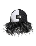 Women's Baseball Cap Black Silk Cotton Polyester