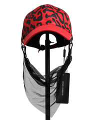 Red Cotton 6 Panels Women Baseball Cap Black And Accessory