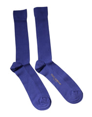 Men's Purple Cotton Logo Over The Calf Socks Clothing