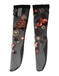 Women's Black Stretch Carretto Crystal Stockings Socks Nylon Clothing