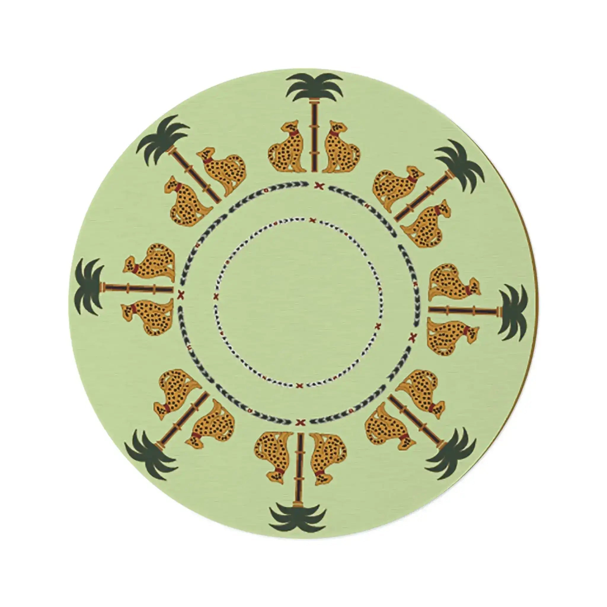 Wild Elegance Leopard & Palm Round Rug