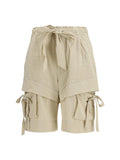 Marant Etoile Cargo-Pocket Viscose-Cotton Bermuda — Beige